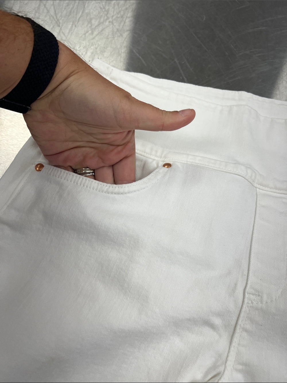 SPANX Women's White Straight Jeans Size 31 - Picture 5 of 14